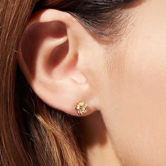 Sier Needle High Profile Retro Simple Geometric Warping Trendy Stud Earrings