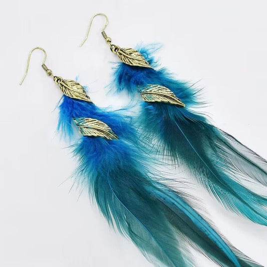 Ethnic Style Feather Elegance Retro Niche High Sense Earrings