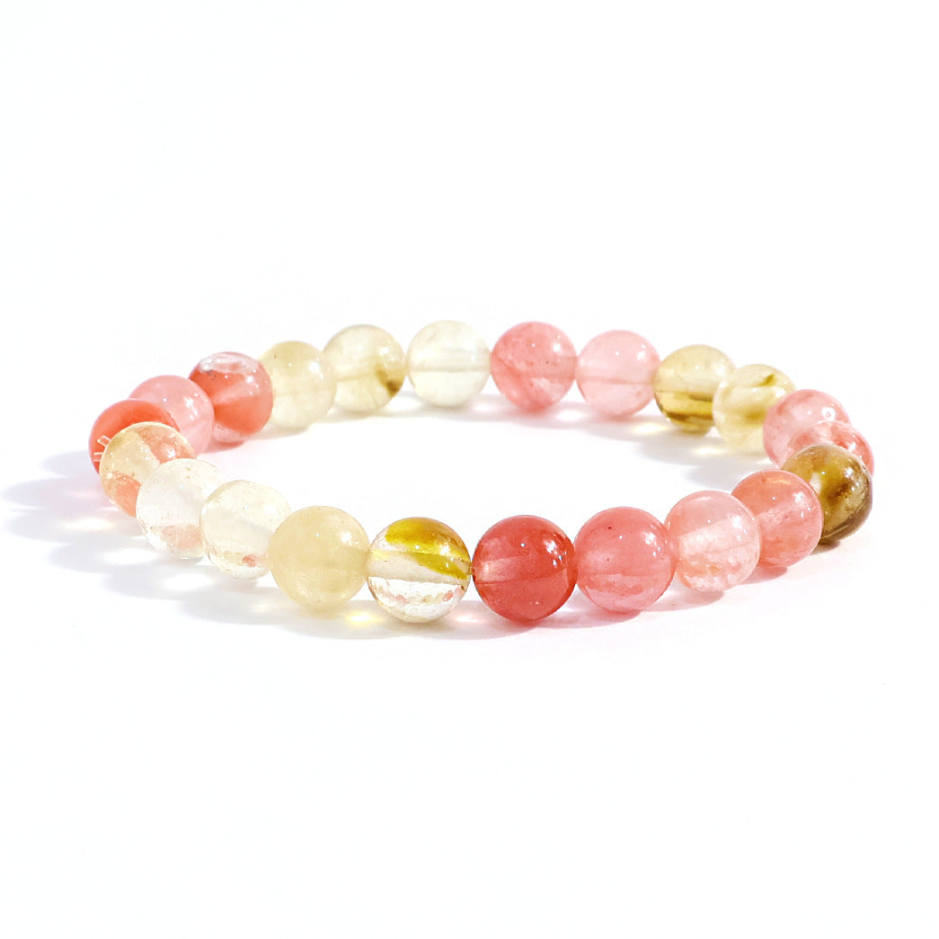 Natural Stone Beaded Stretch Agate Round Beads Turquoise Pink Bracelet