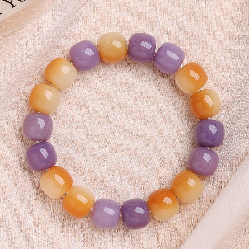 Men's Bodhi Pliable Temperament Skin Root Gradient Old Barrel Buddha Beads Bracelet