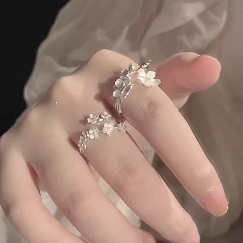 Style Pearl Zircon Butterfly Female Niche High-grade Rings
