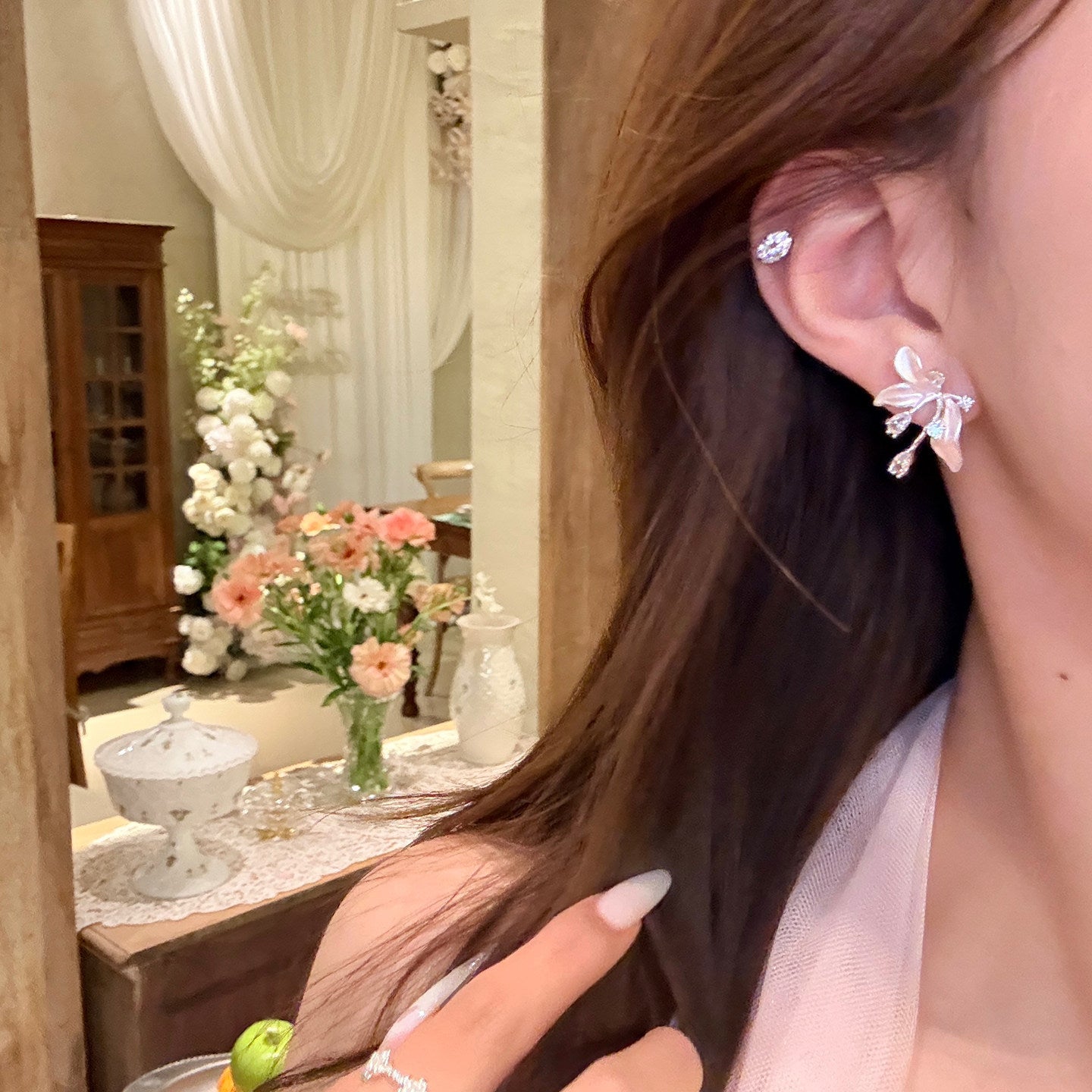 Cold Blue Fairy Flower Exquisite Design Earrings