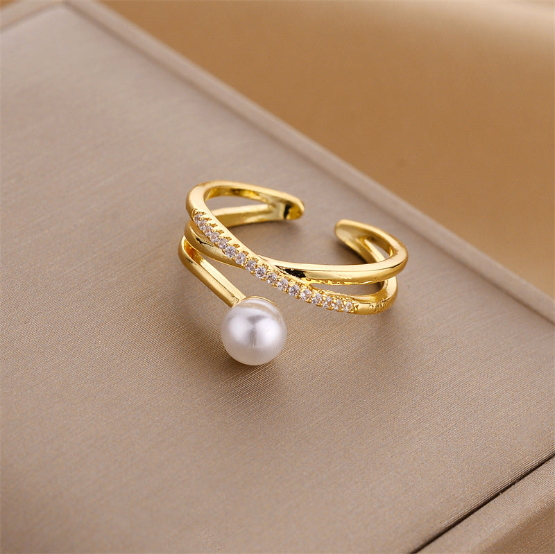 Women's Style Personalized Advanced Light Luxury Pearl Rings