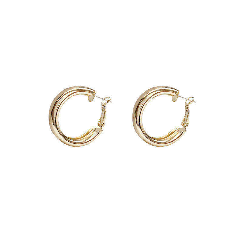 Metal Geometry Round Elegant High Sense Decoration Stud Earrings