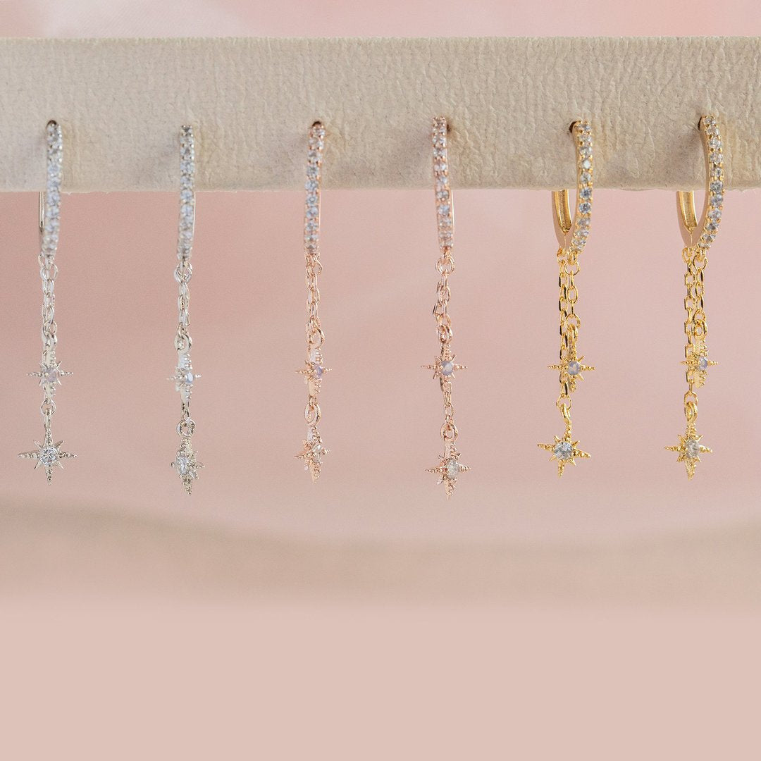 Chain Copper Zircon Gold Plated Temperament Artistic Earrings