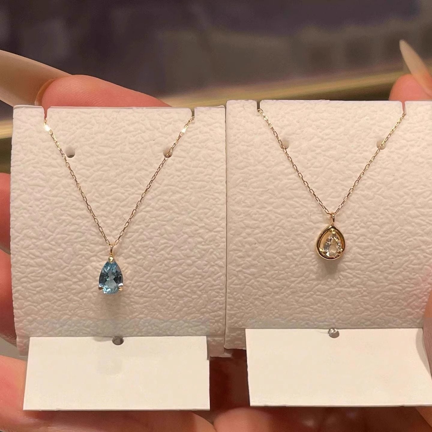 Women's Sky Blue Topaz Water Drop Exquisite Necklace