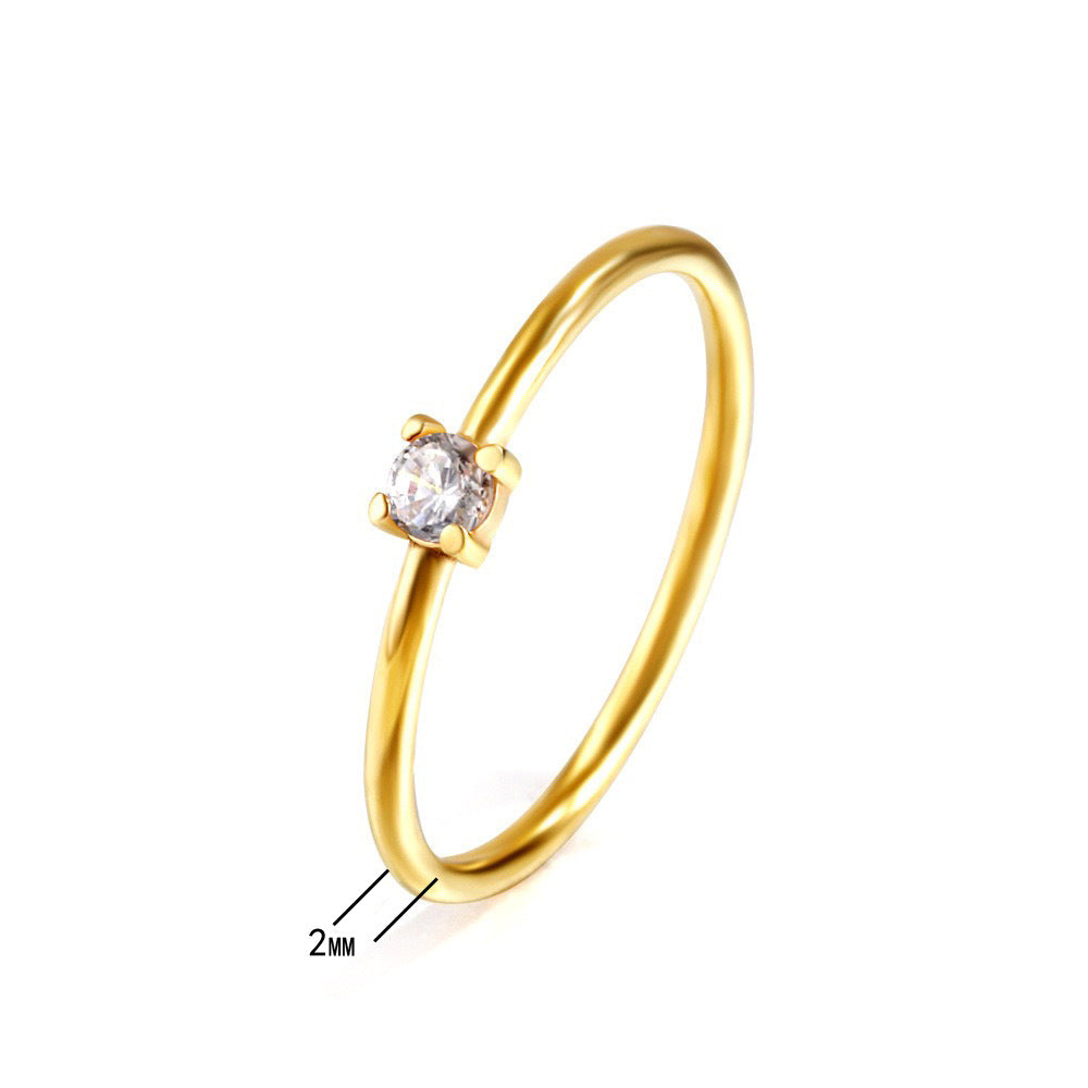 Fine Stainless Steel Ornament Arc Simple Gold Inlaid Rings