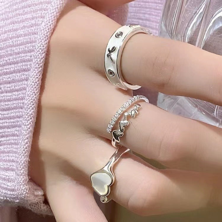 Luxury Style Heart Shell Niche Temperament Girlfriends Couple High Sense Rings