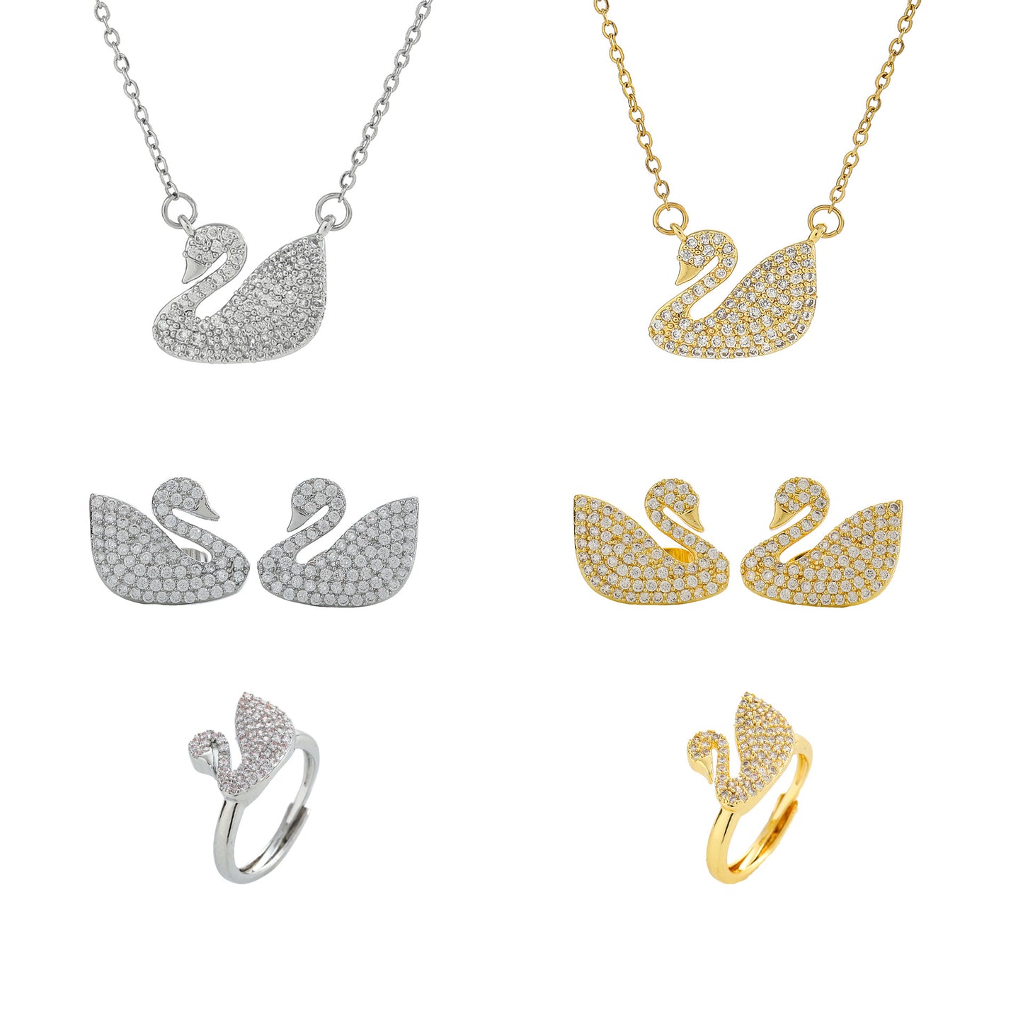 Titanium Steel White Swan Three-piece Clavicle Female Necklaces