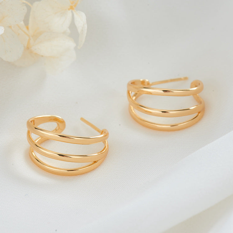 Cool Classy Golden Geometric Personalized Simple Stud Earrings