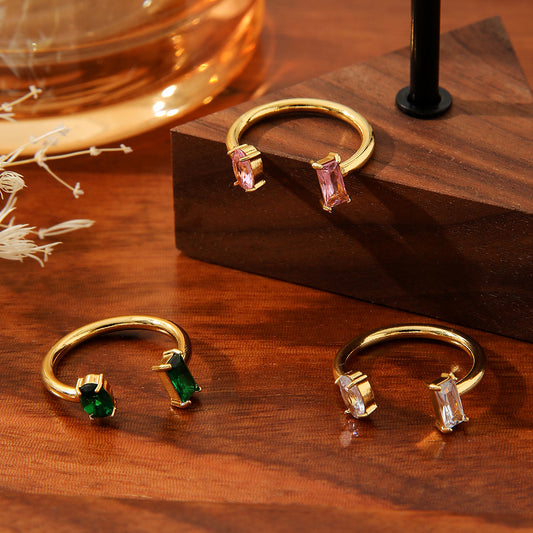 Square Color Open Titanium Steel Adjustable Rings