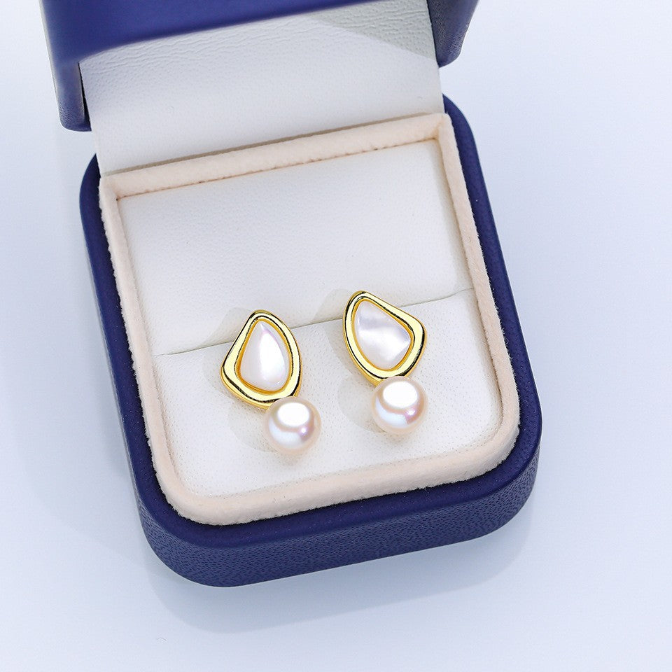 Freshwater Pearl Ear Sier Needle Light Luxury High-grade Fritillary Earrings