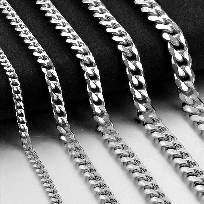 Men's Gold Sier Black Stainless Steel Six-sided Necklaces