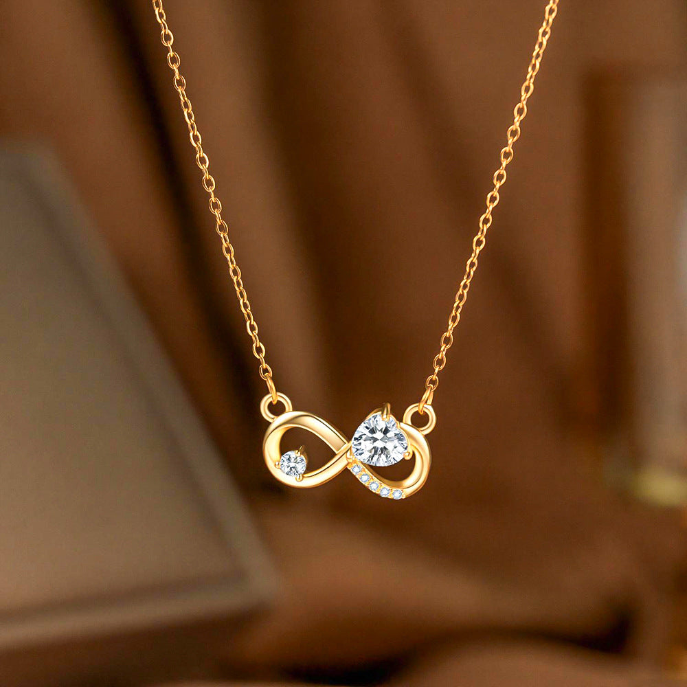 Female Valentine's Day Sparkling Full Rhinestone Buckle Necklace