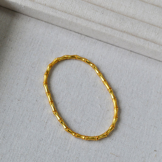 Women's Style Artistic Vintage Brass Ancient Gold-plated Frosted Bamboo Bracelets