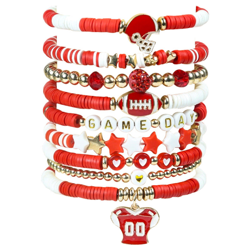 Rugby Golden Balls Twin Crystal Love Letter Bracelet