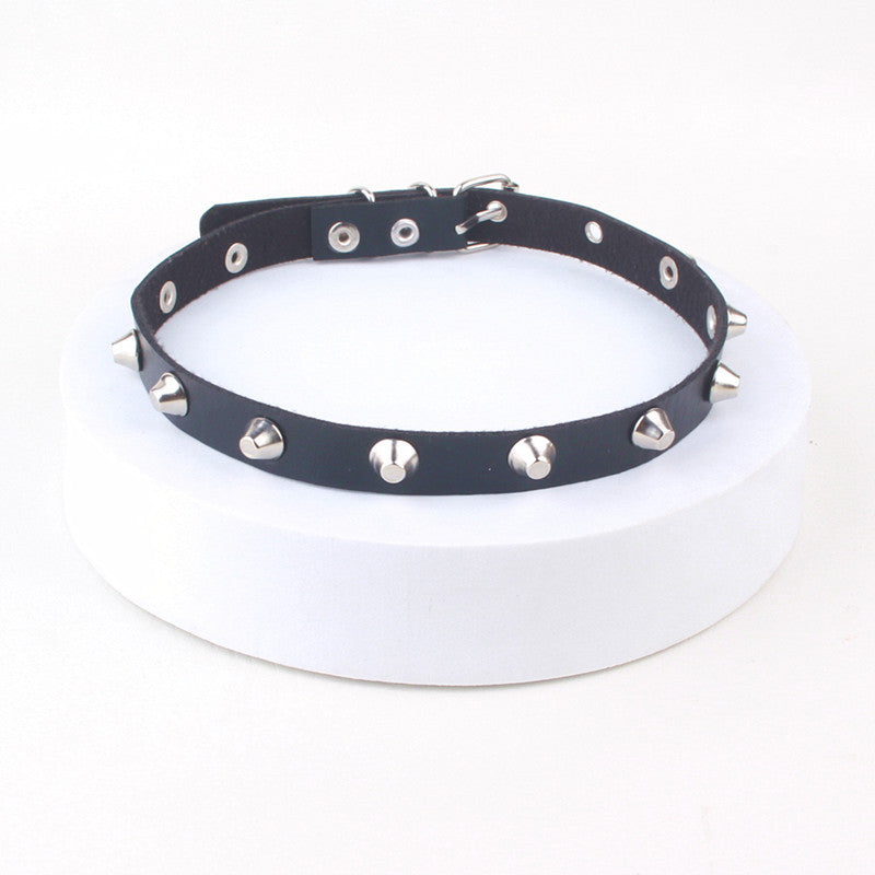 Women's Style Leather High Profile Retro Personality Collar