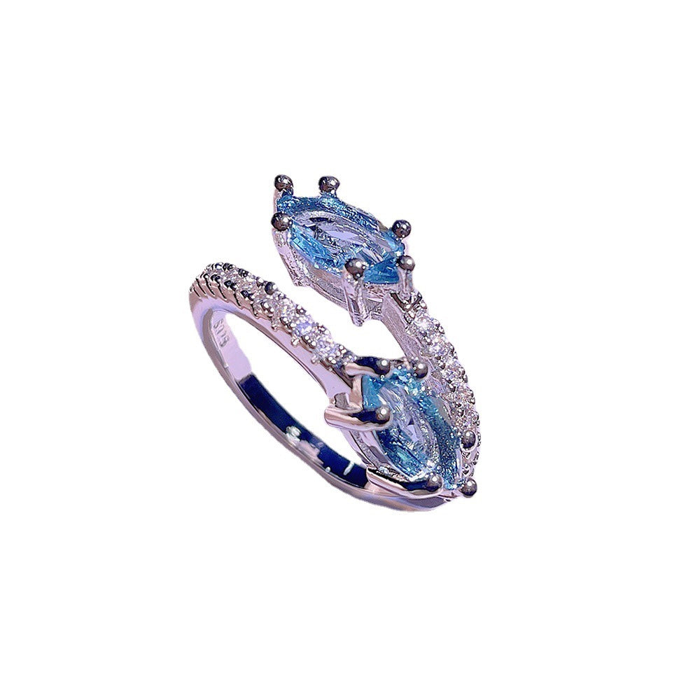 Women's Aquamarine Blue Zirconium Titanium Steel No Pendants