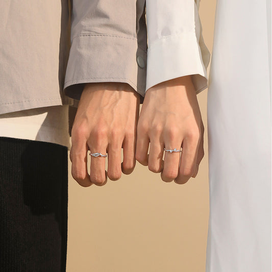 Women's & Men's Mistletoe Couple Pair Of Niche Creative Rings