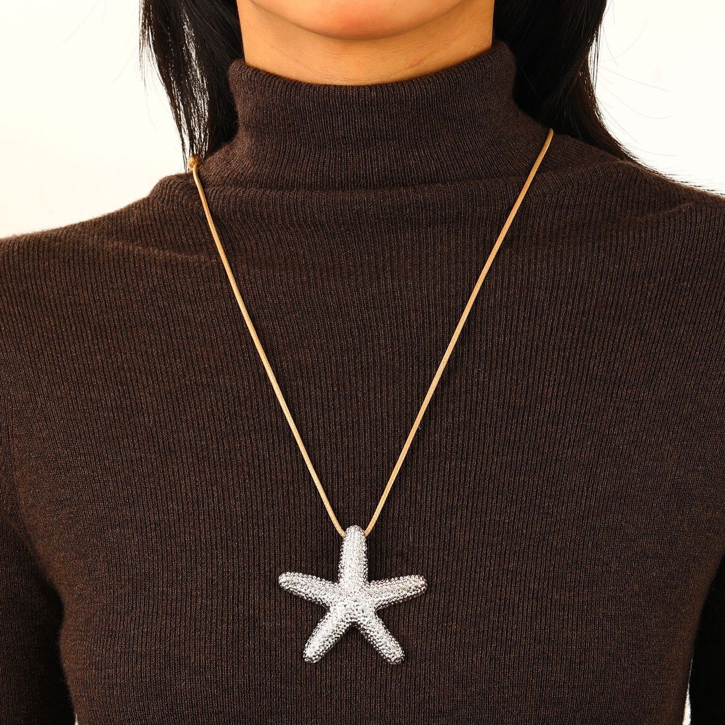 Women's Style High-grade Alluvial Gold Long Starfish Necklaces