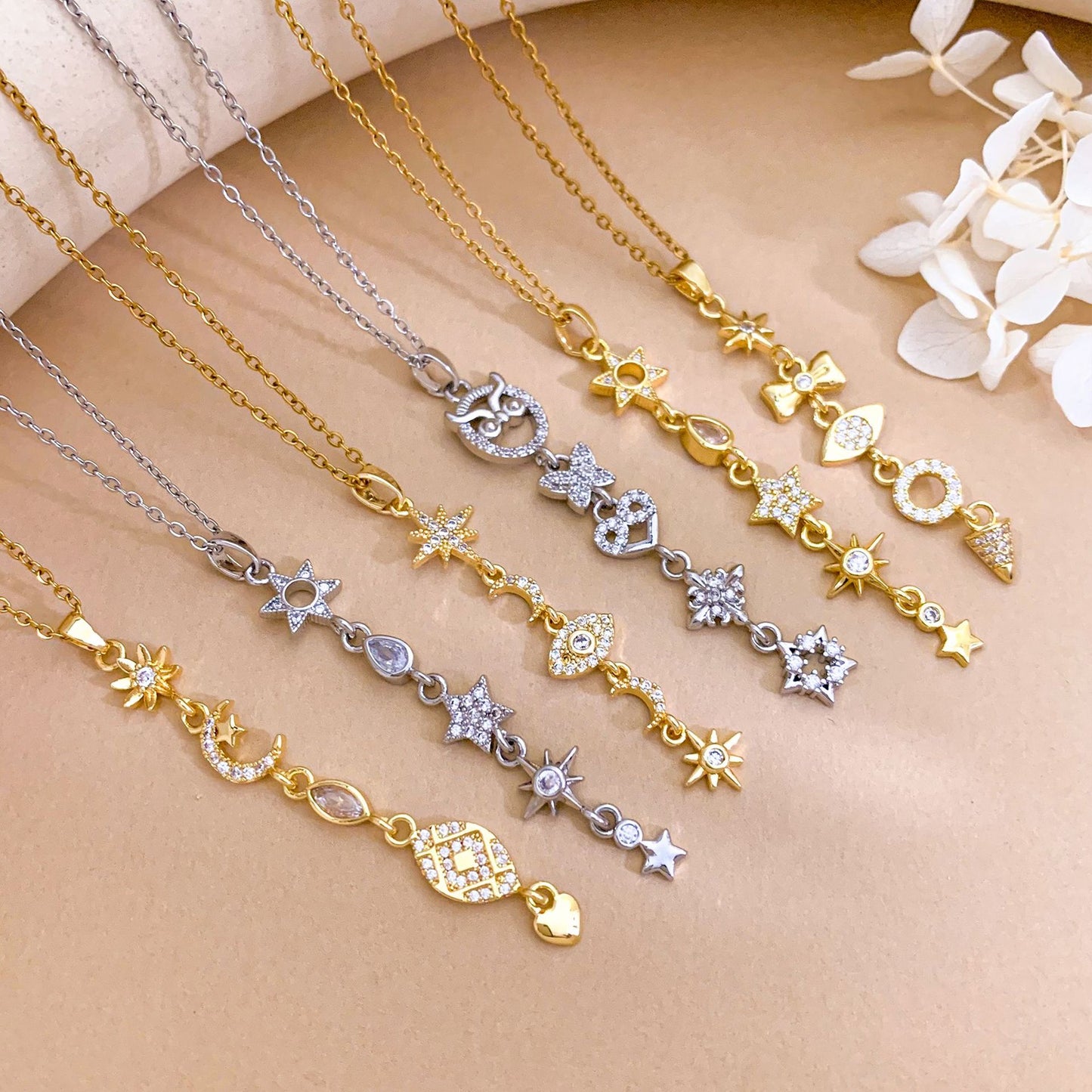 Combination Design Titanium Steel Niche Temperament Korean Style Clavicle Necklaces