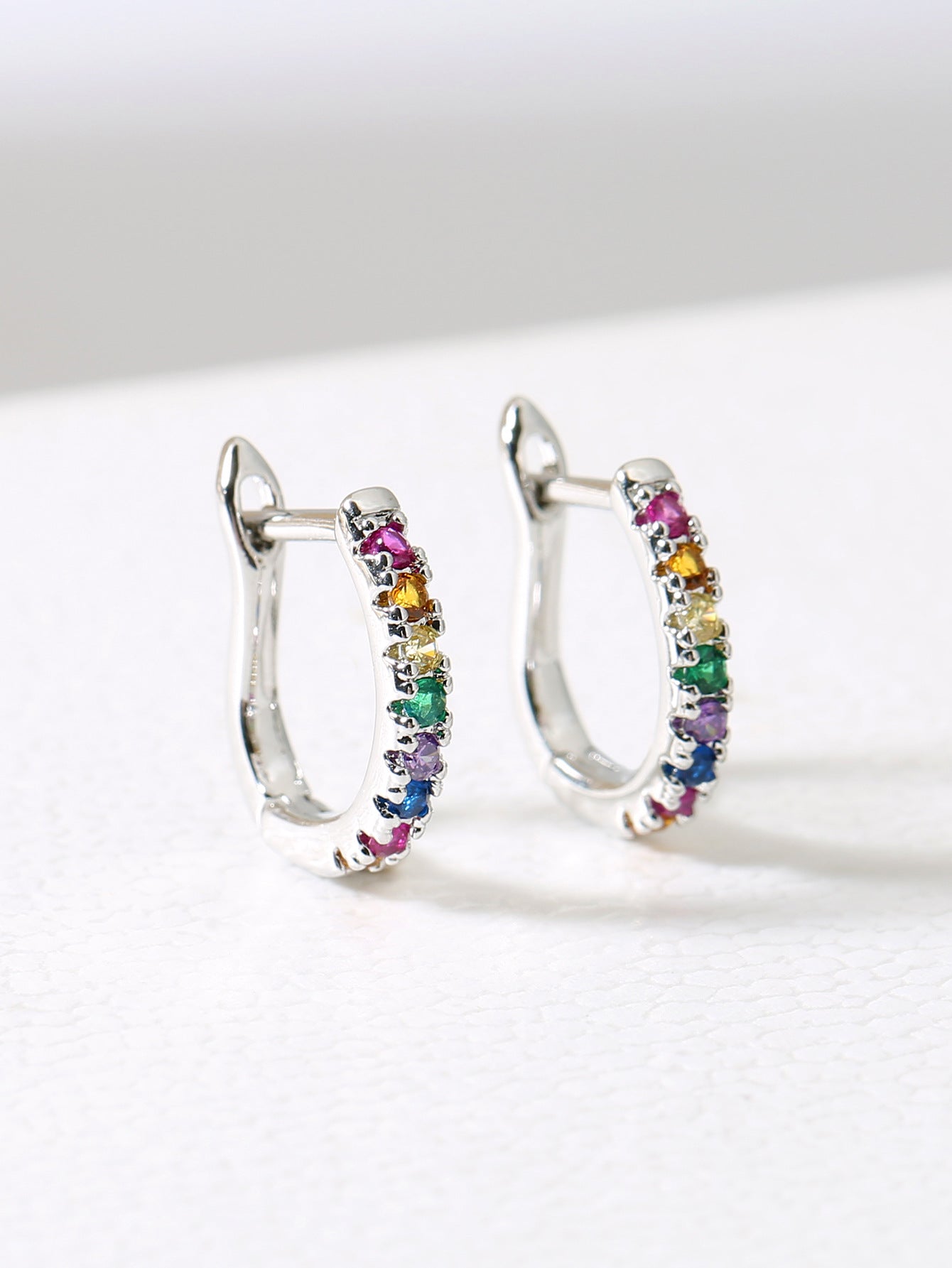 Ear Clip Light Luxury Colorful Zircon Temperament Stud Earrings