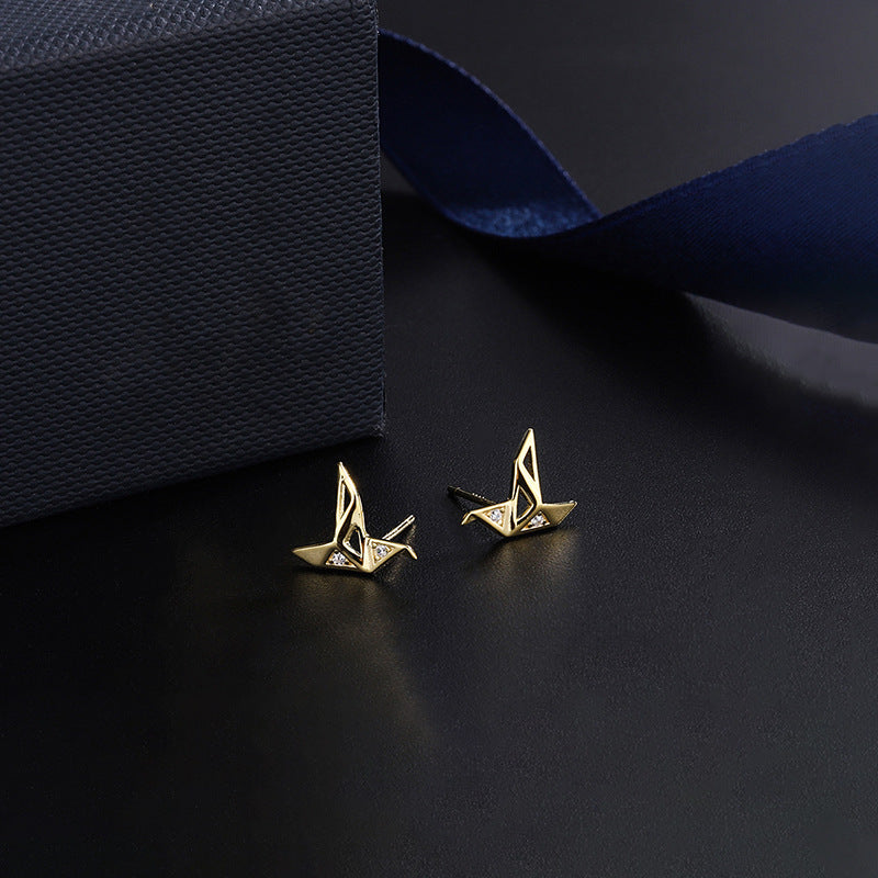 Women's Paper Crane Inlaid Fashionable Eardrops High-grade Tassel Earrings