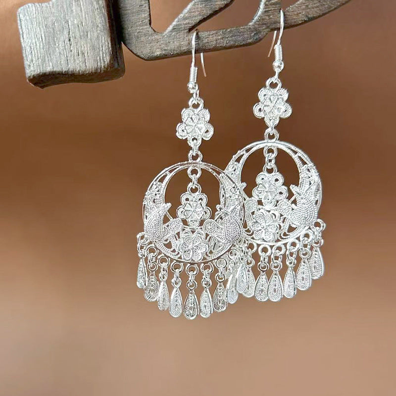 Ethnic Style Peacock Retro Ear Hook Earrings