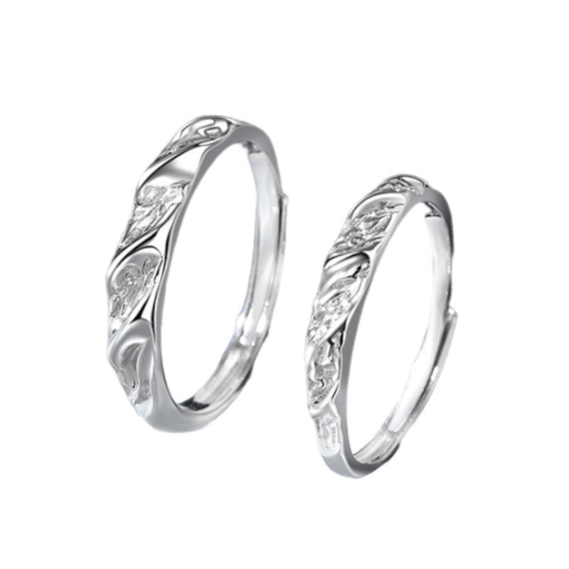 Women's & Men's Sterling Sier Simple Light Luxury Versatile Opening Can Carve Writing Rings