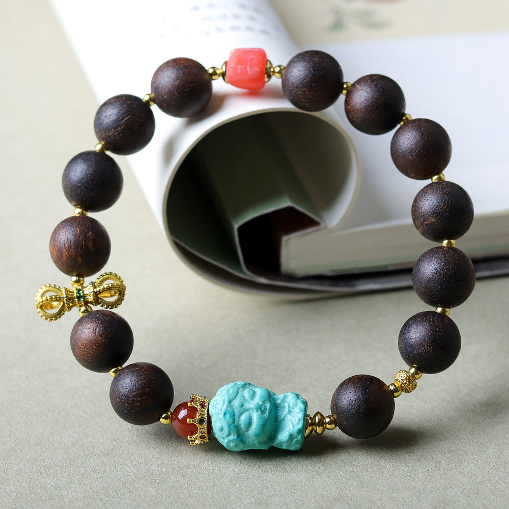 Women's Vietnam Nha White Chess Nan Eaglewood Buddha Beads Bracelets