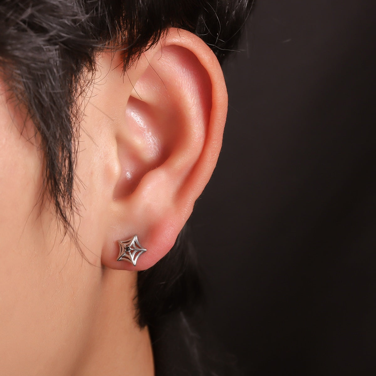 Women's & Men's Titanium Steel No Fading Mesh Star Zircon Ear Friends High Earrings