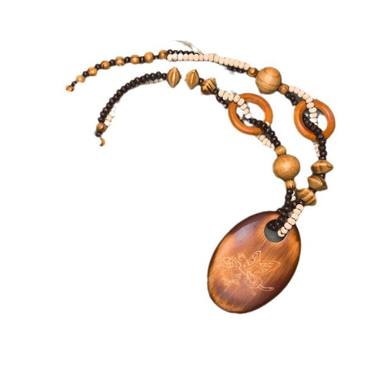 Women's & Men's Bohemian Dolphin Ethnic Style Retro Long Wooden Bead Necklace