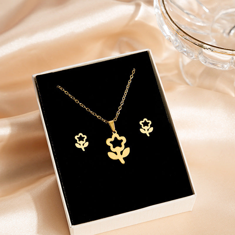 Stainless Steel Design Fashion Suit Metal Style Geometric Heart Necklaces