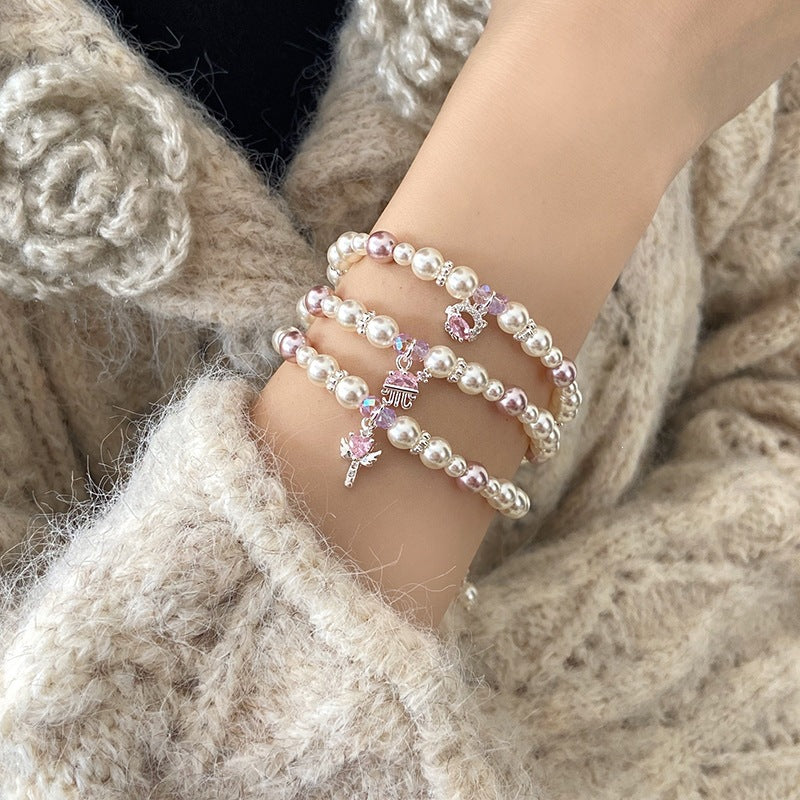 Women's Pearl Light Luxury Minority High-grade Sweet Elegance Exquisite Painted Bracelet