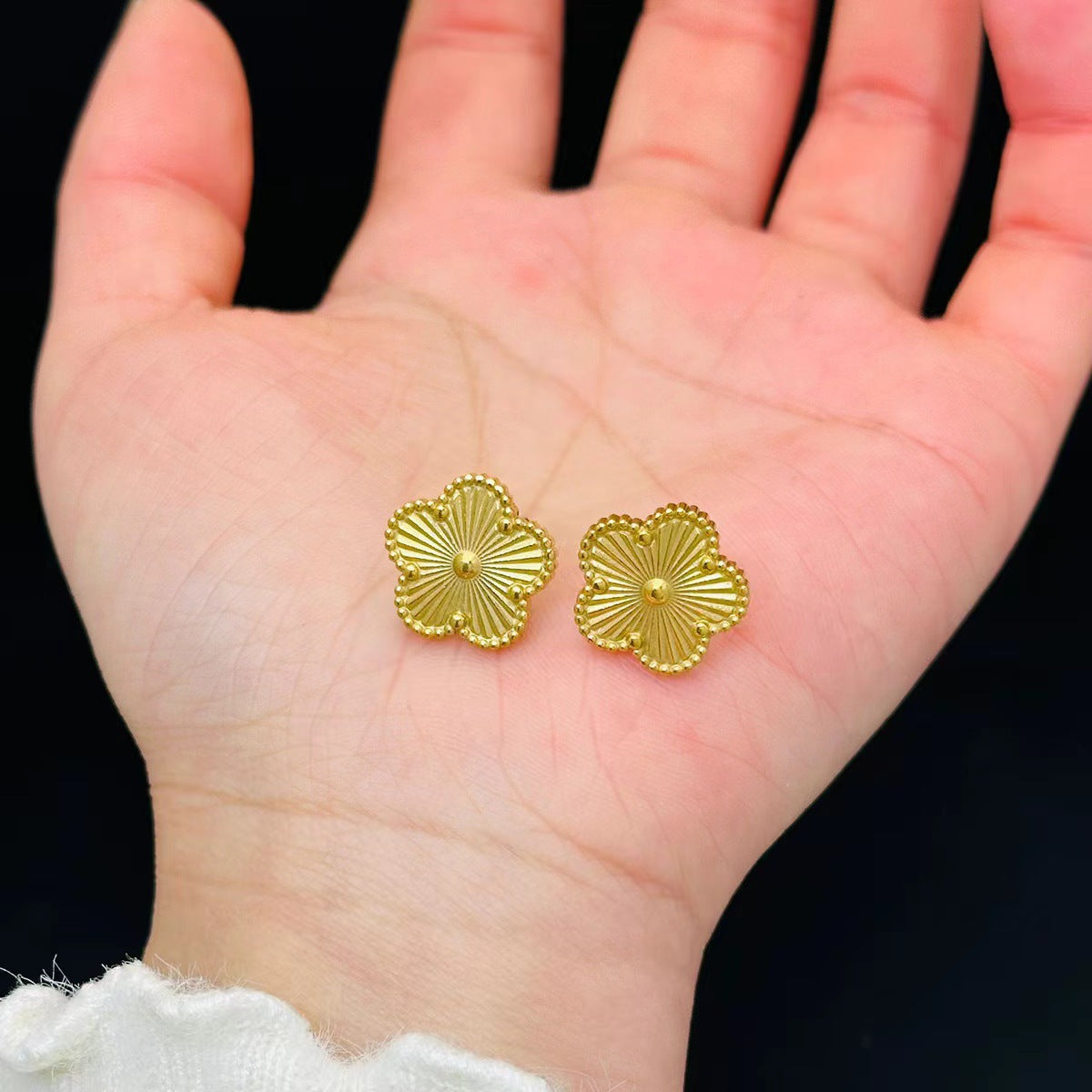 Women's Fashion Plum Ear Three-piece Stainless Steel Gold Laser Necklaces