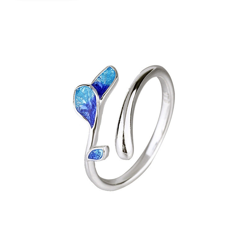 Open Ethnic Style Artistic Temperament Female Fresh Enamel Burning Rings