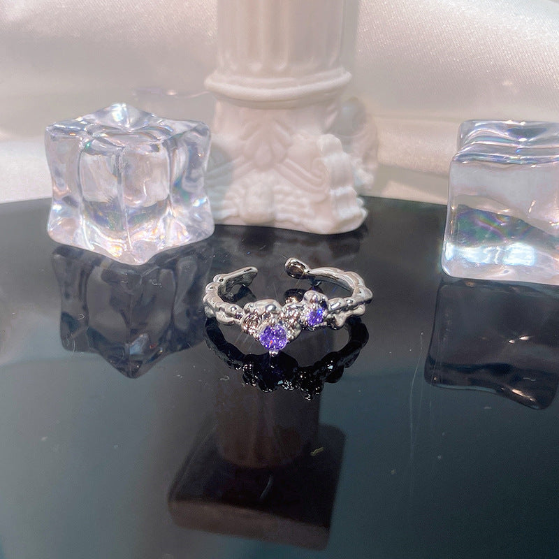 Cool Style Romantic Gentle Purple Series Rhinestone Open-end Rings