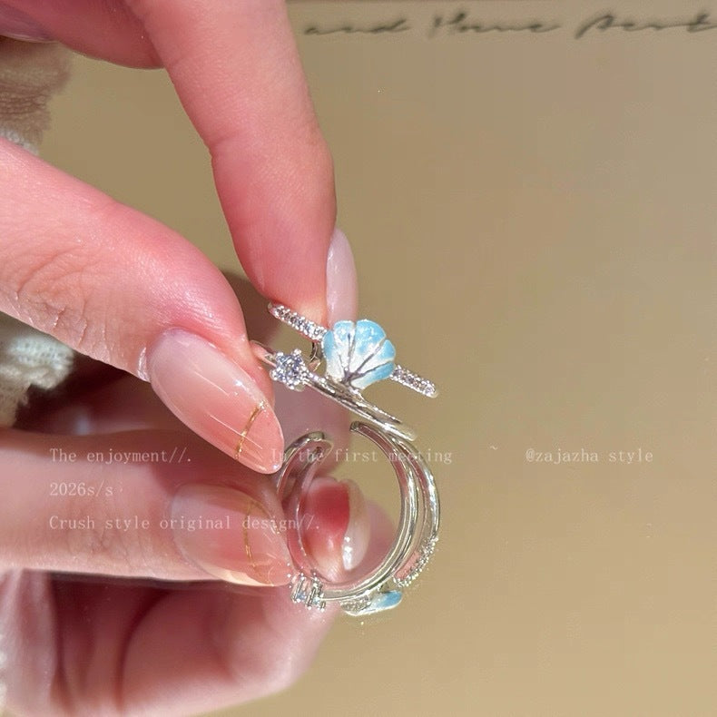 Milk Shell Blue Starfish Open For Ring