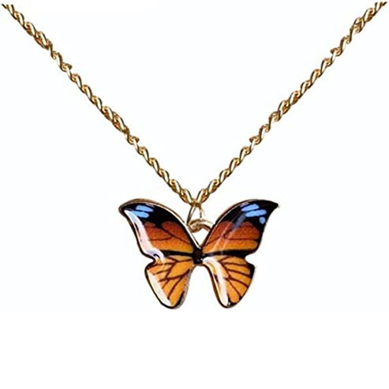 Bohemian Alloy Multicolor Butterfly Stainless Steel Necklaces