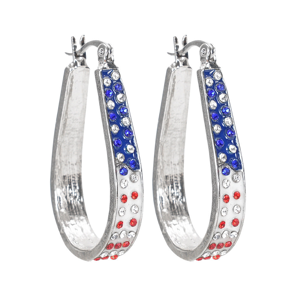 Graceful Popular Independence Day Flag Heart-shaped Earrings
