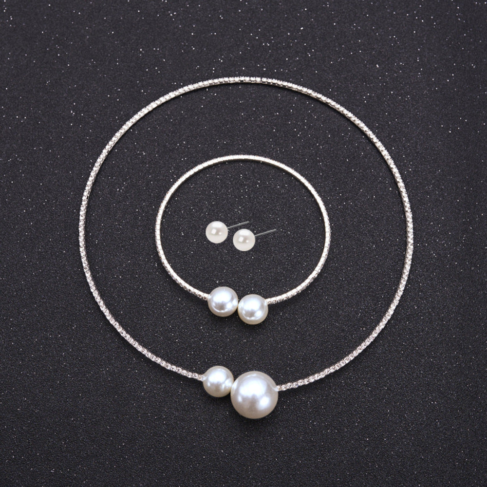 Women's Simple Clavicle Chain Full Diamond Large Jewelry Set