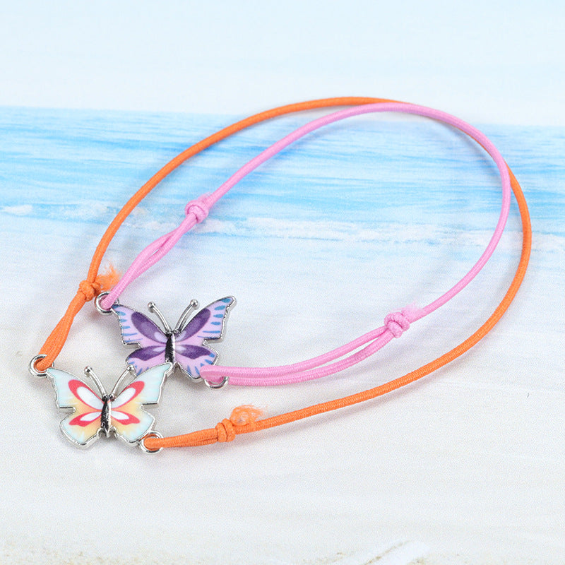 Colorful Butterfly Adjustable Filament Carrying Strap Bracelet