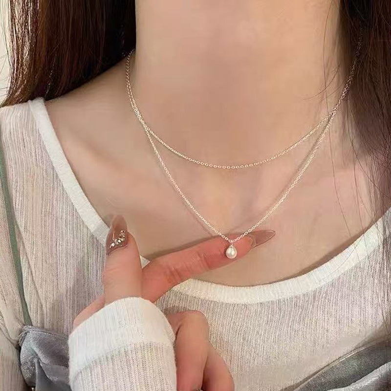 Sier Safety Lock Chinese Style White Necklace