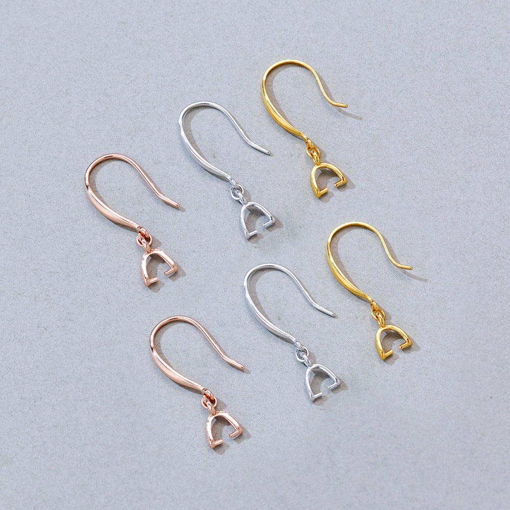 Sterling Sier Stamping Clipped Button Classic Style Personalized Ear Hook