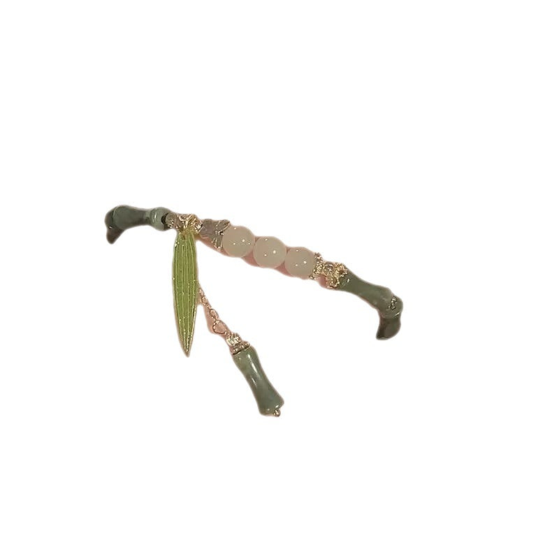 Chinese Style Bamboo Beaded Female Retro Minority Design Leaf High Bracelets