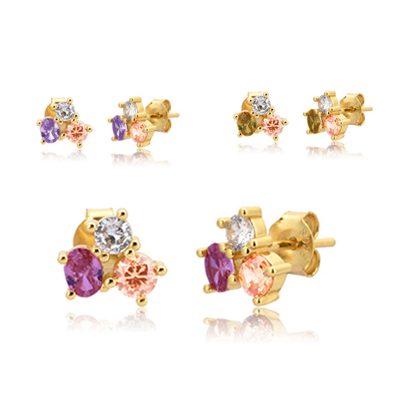 Women's Simple Fashion Creative Style Round Colorful Stud Earrings