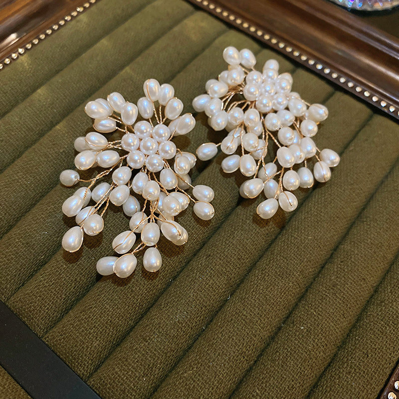 Pearl Flower Tassel Niche Temperament Atmosphere Affordable Earrings