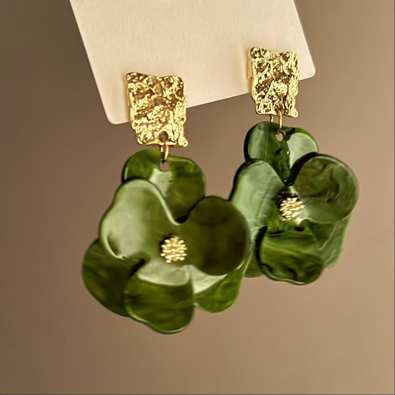 Women's Flower Frosted Resin Knitted Oil Rings