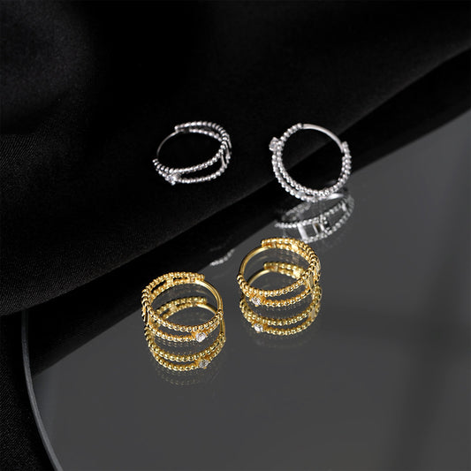 Women's Sier Retro Ear Clip Light Luxury High-grade Personalized Hoop Earrings