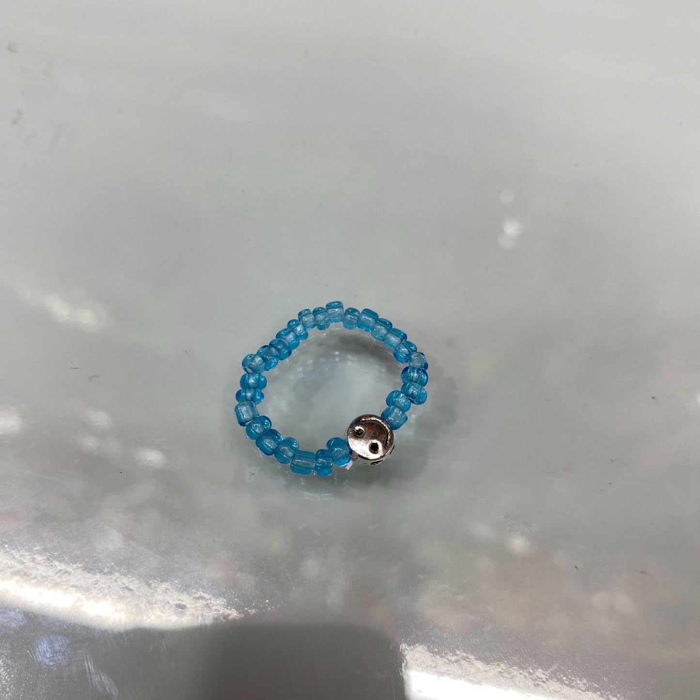Style Fresh Color Beaded Smiley Transparent Candy Rings